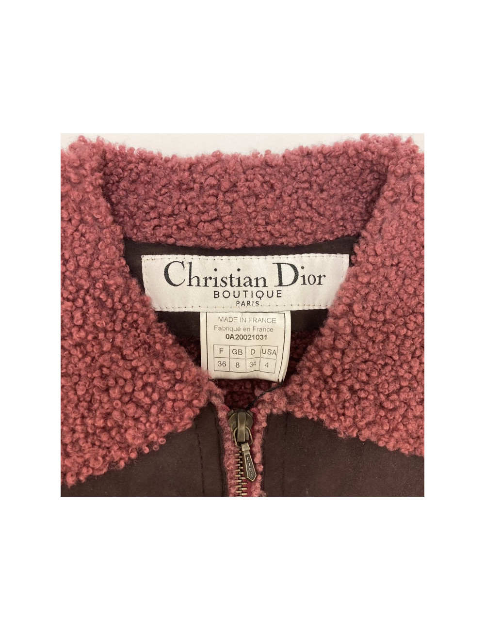 Blouson CHRISTIAN DIOR peau retournée framboise