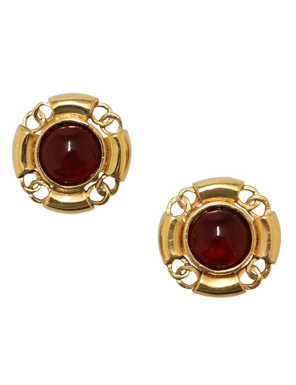 Clips pâte de verre rouge CHANEL