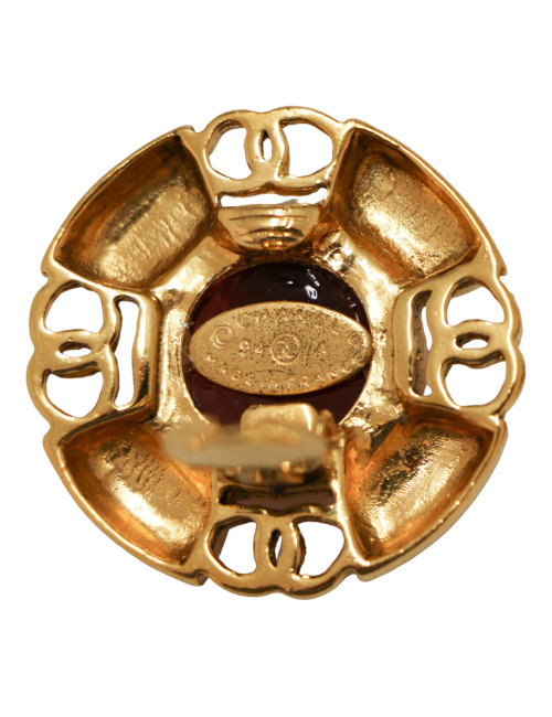 Clips CHANEL pâte de verre rouge