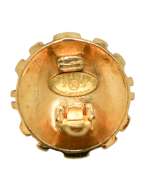 Paire de clips vintage CHANEL dorés
