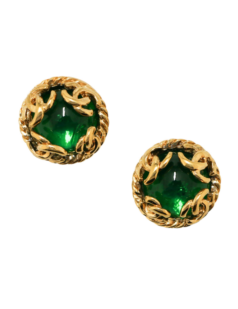 Clips pâte de vert emeurode CHANEL vintage