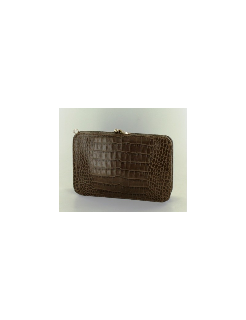 pochette VALENTINO croco marron glacé