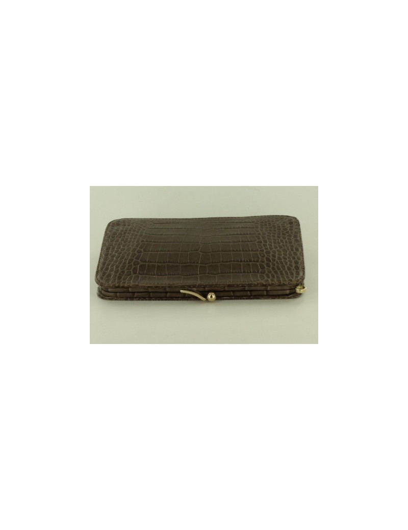 pochette VALENTINO croco marron glacé