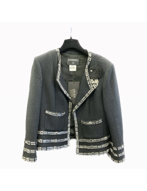 Veste CHANEL T44 noir broderies