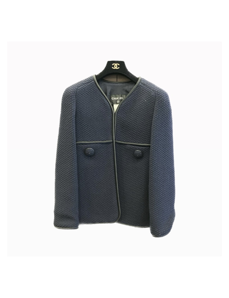 Veste CHANEL T 38 laine bleu nuit