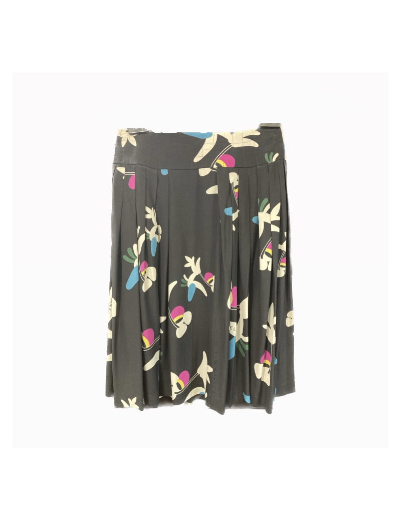 Jupe CHANEL en soie 100 % noire siglée 