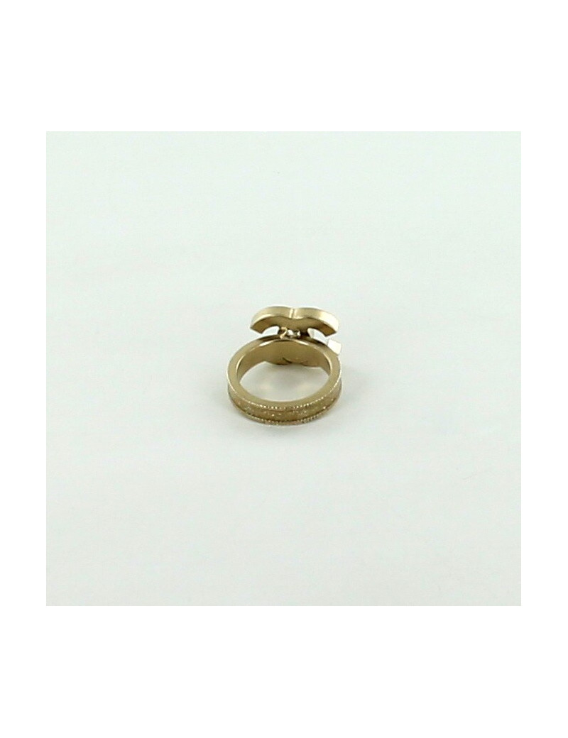 bague CHANEL émaillé beige perles et strass