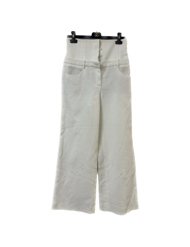 Pantalon T 40 CHANEL piqué blanc