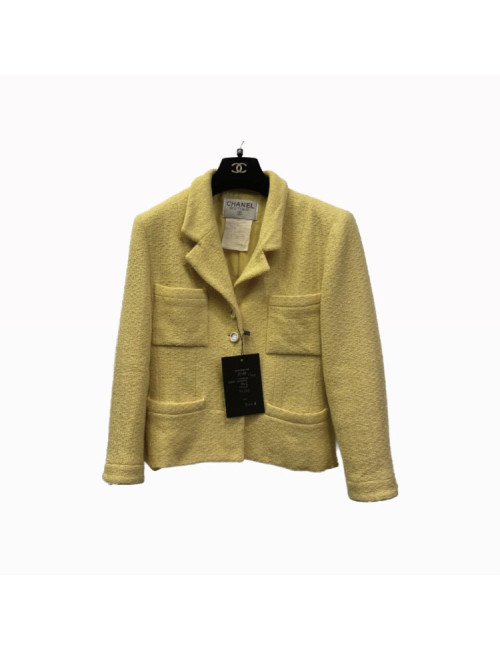 Veste CHANEL tweed jaune citron