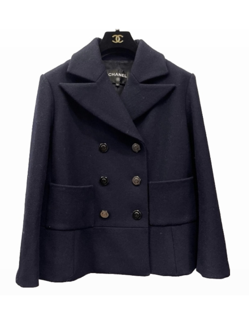 Veste 40 CHANEL croisée laine