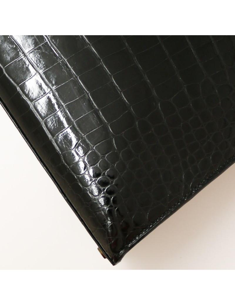 Kelly 35 HERMES porosus noir Vintage