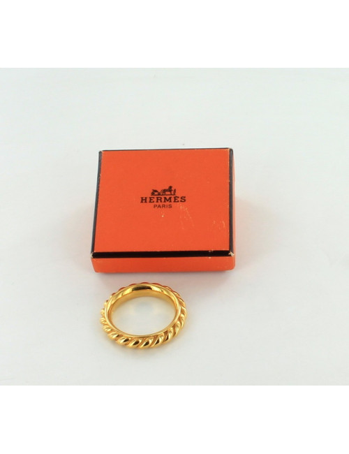 Anneau de foulard HERMES chaîne tressée en plaqué or
