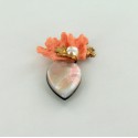 PIN FABRICE coral and mother-of-Pearl