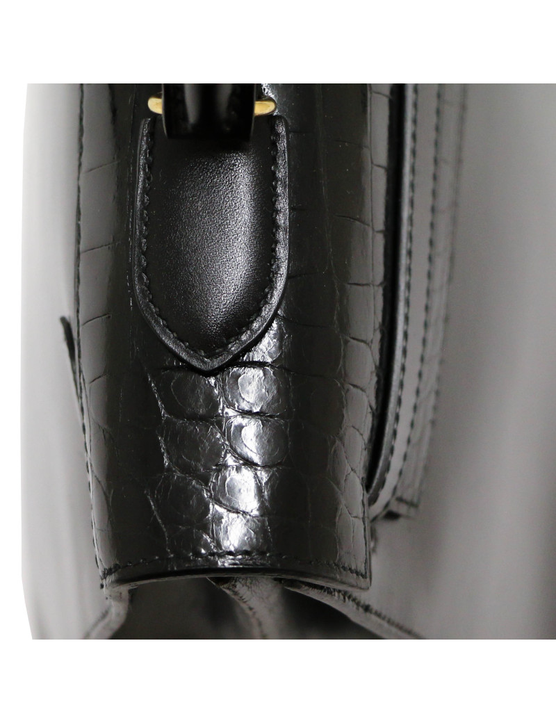 HERMES Kelly 35 bimaterial box leather and crocodile