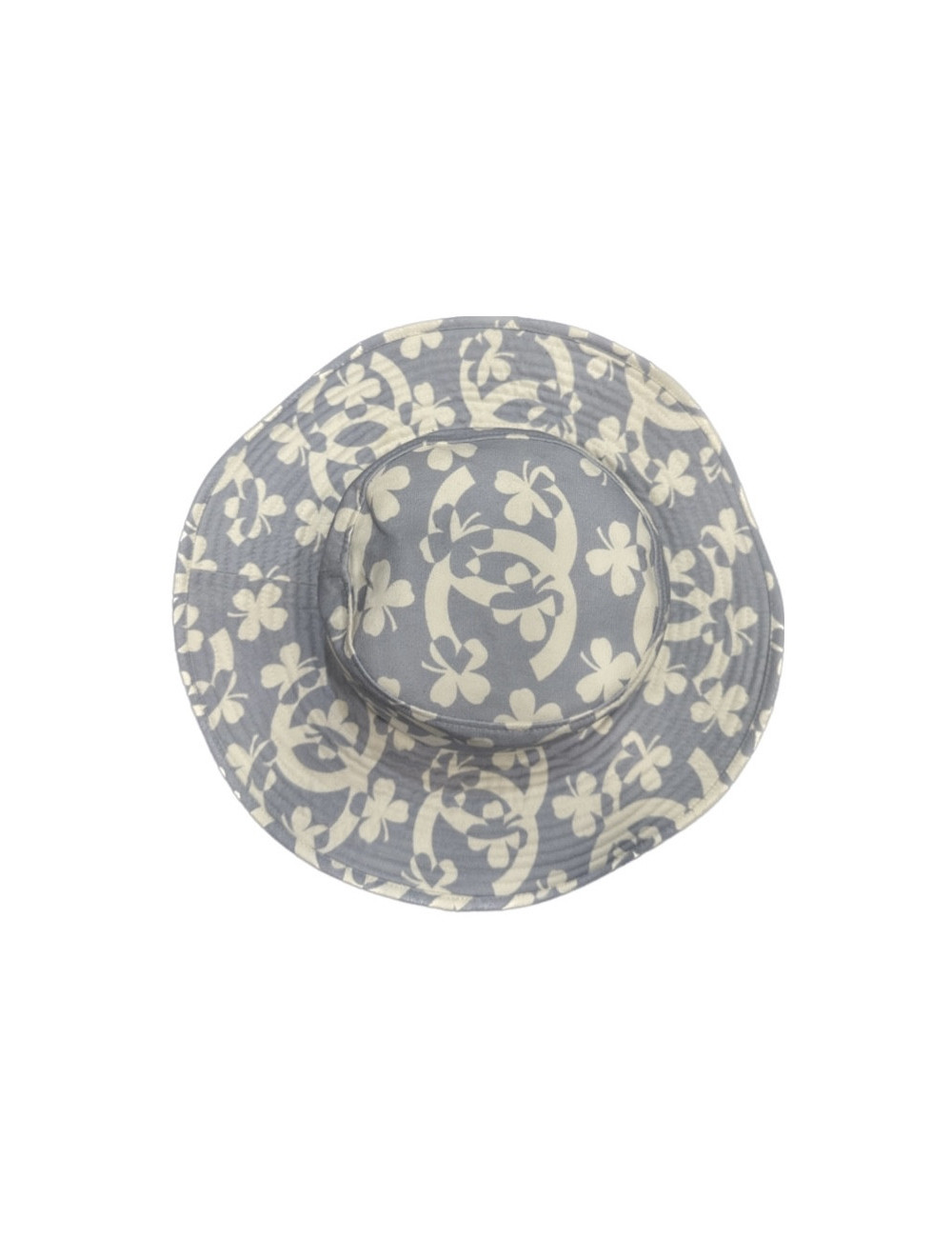 Chapeau CHANEL coton imprimé bleu et blanc