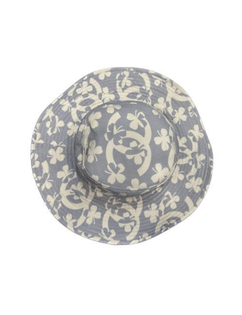 Chapeau CHANEL coton imprimé bleu et blanc