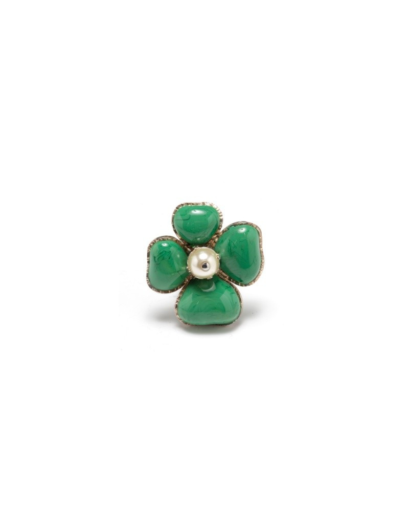 bague MARGUERITE de VALOIS trèfle verte