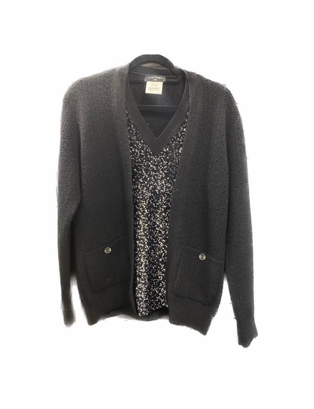 Gilet CHANEL cachemire et sequins