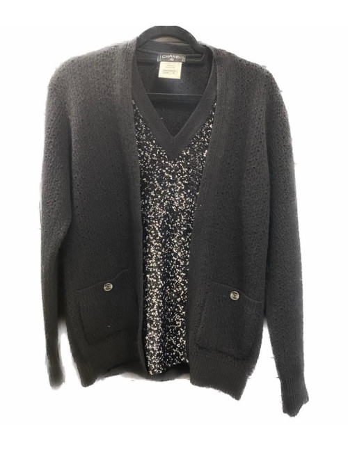 Gilet CHANEL cachemire et sequins