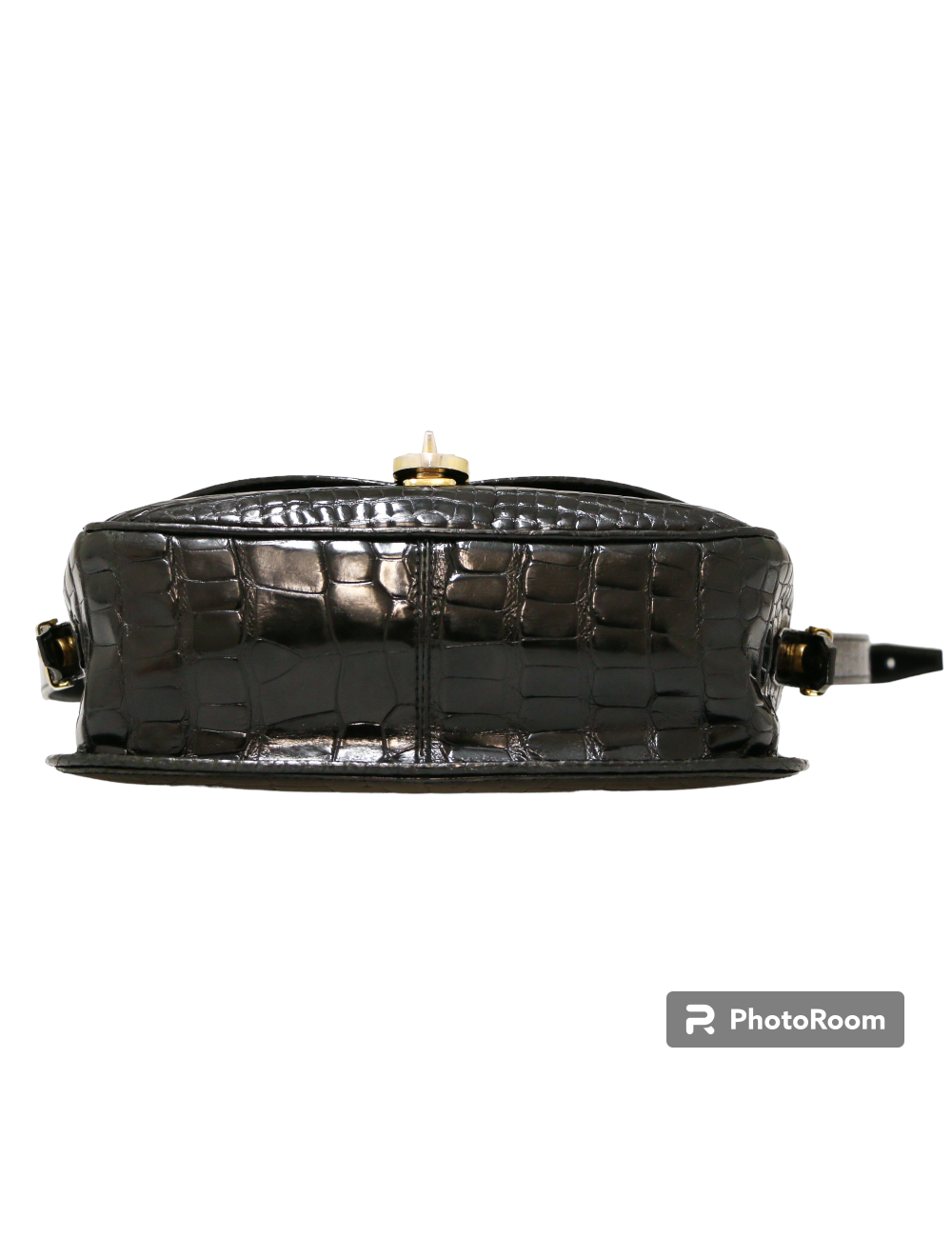 Sac GUCCI vintage crocodile noir brillant