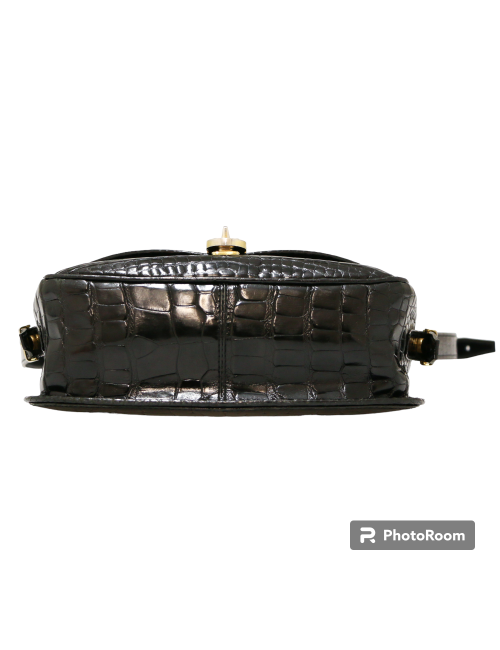 Sac GUCCI vintage crocodile noir brillant