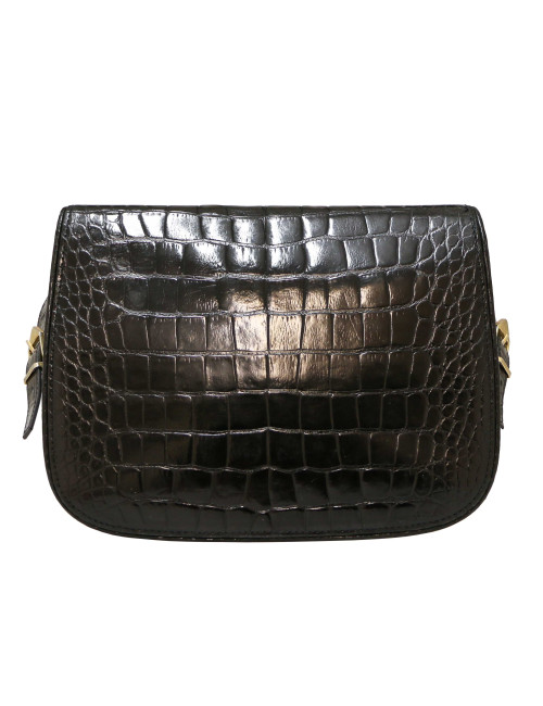 Sac GUCCI vintage crocodile noir brillant