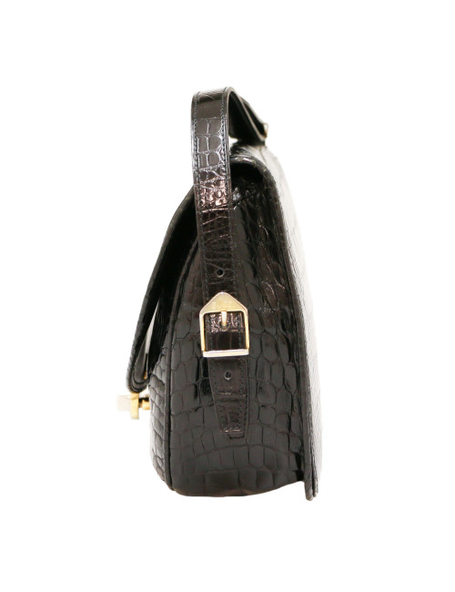 Sac GUCCI vintage crocodile noir brillant