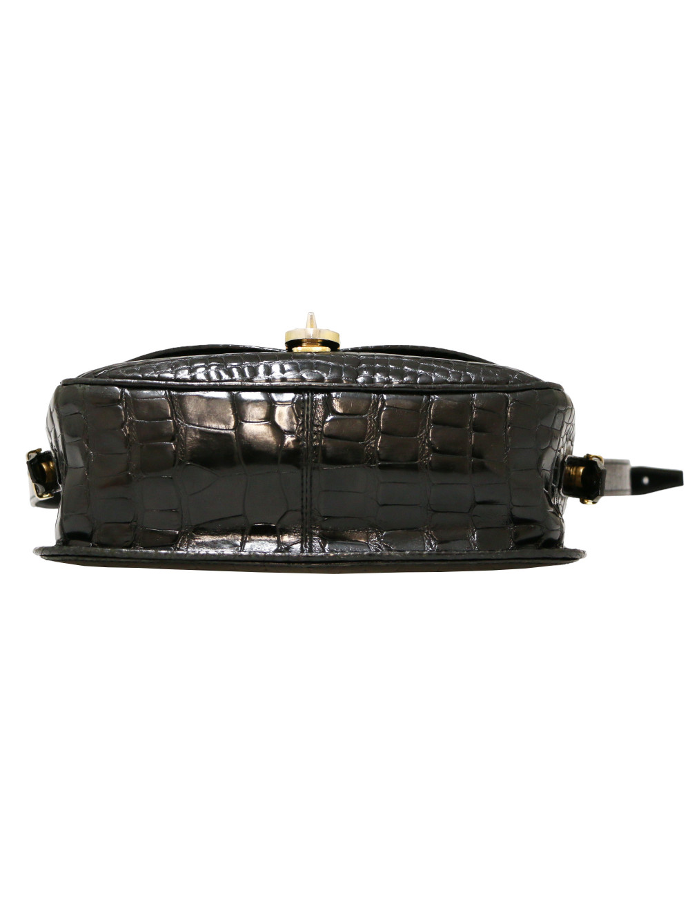 Sac GUCCI vintage crocodile noir brillant