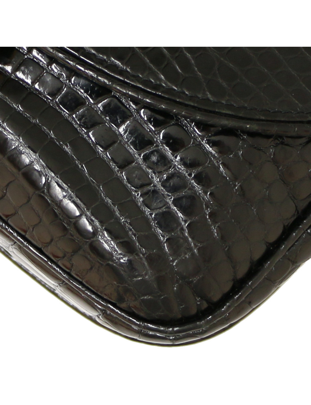 Sac GUCCI vintage crocodile noir brillant