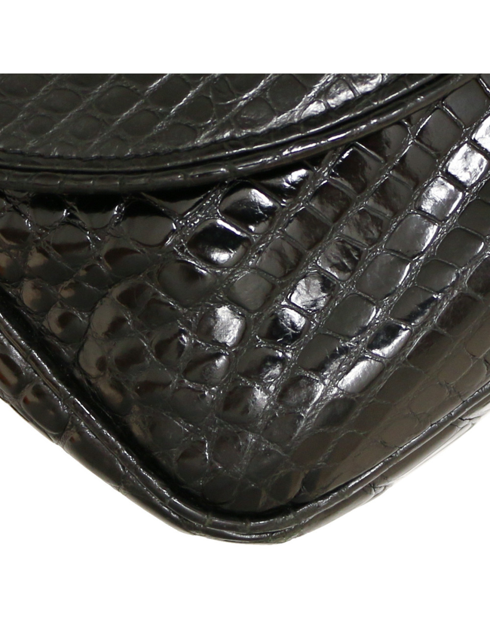 Sac GUCCI vintage crocodile noir brillant