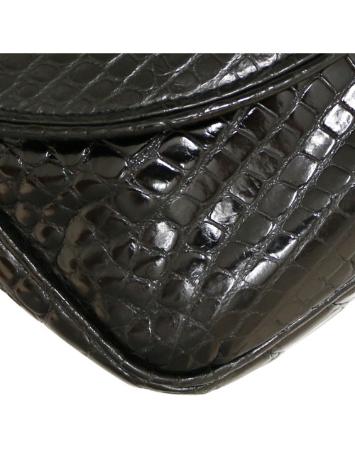 Sac GUCCI vintage crocodile noir brillant