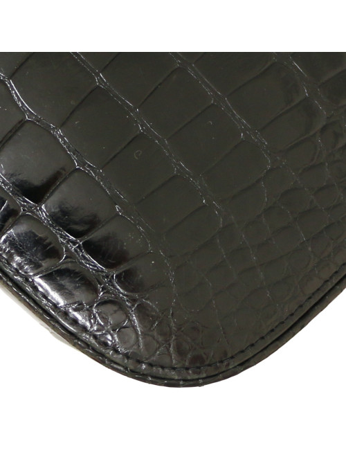 Sac GUCCI vintage crocodile noir brillant