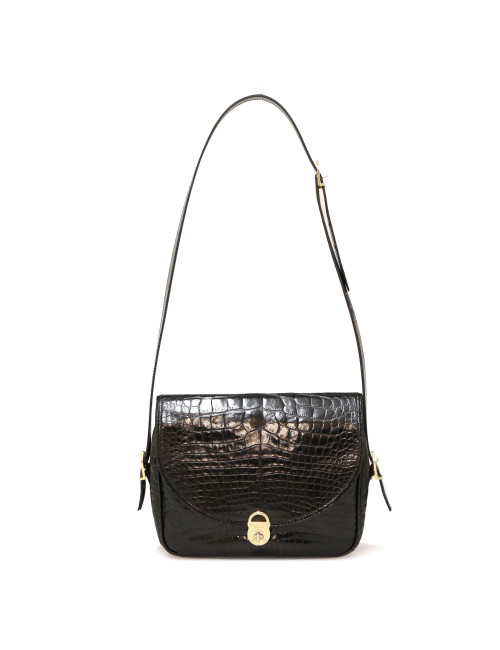 Sac GUCCI vintage crocodile noir brillant