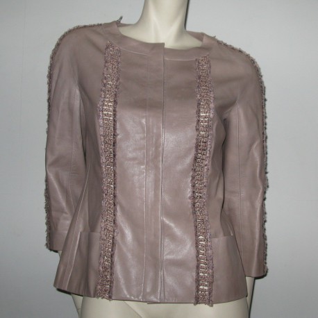 Veste cuir taupe CHANEL