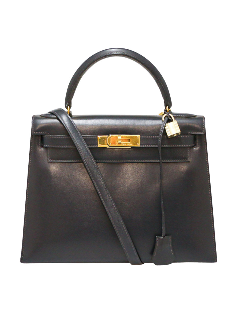 Kelly 28 HERMES sellier box bleu marine