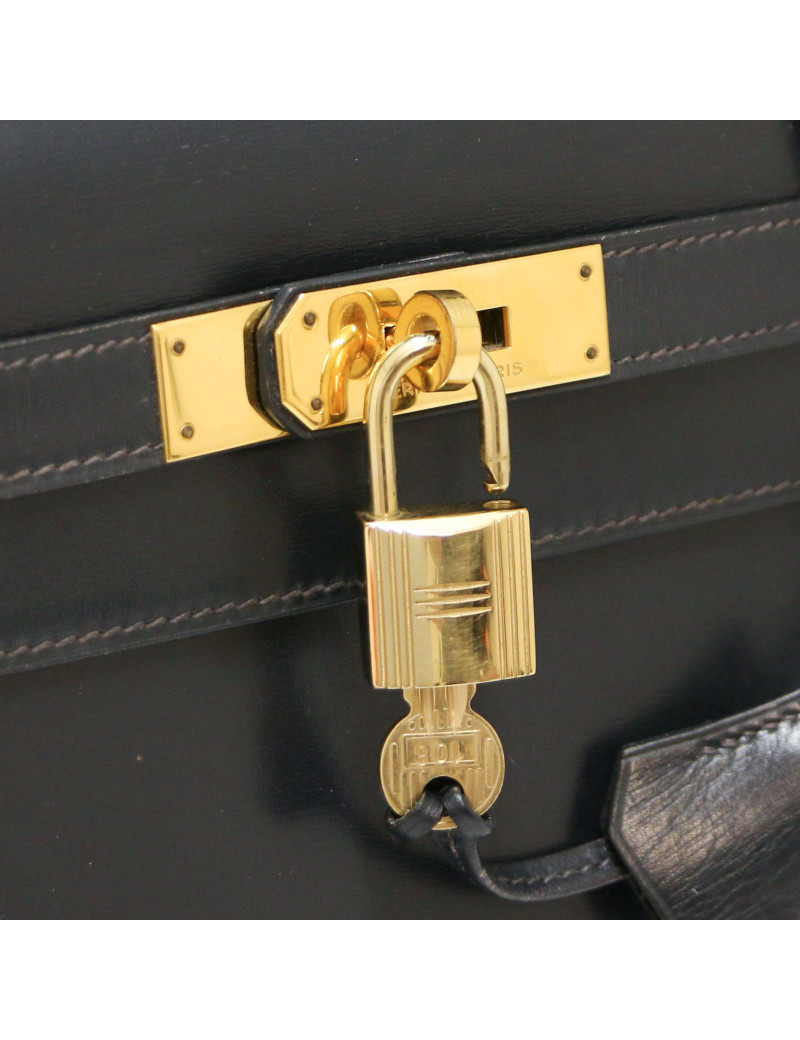 Kelly 28 HERMES sellier box bleu marine