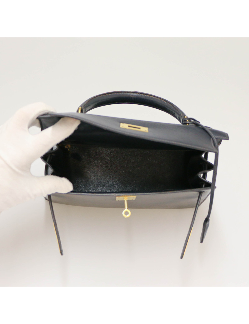 Kelly 28 HERMES sellier box bleu marine