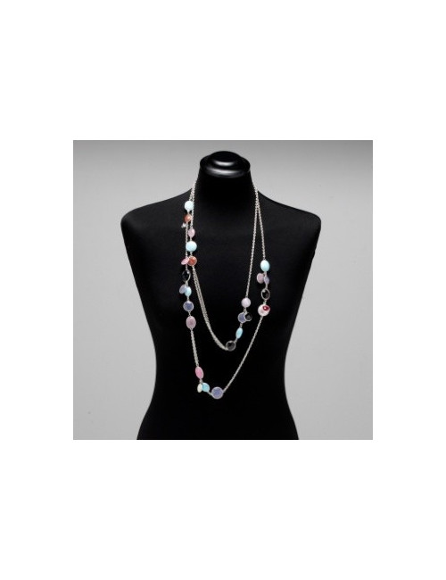 sautoir MARGUERITE de VALOIS "Gouttes d'eau" pâte de verre