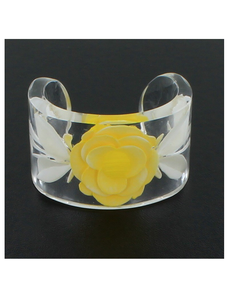 manchette CHANEL en résine jaune