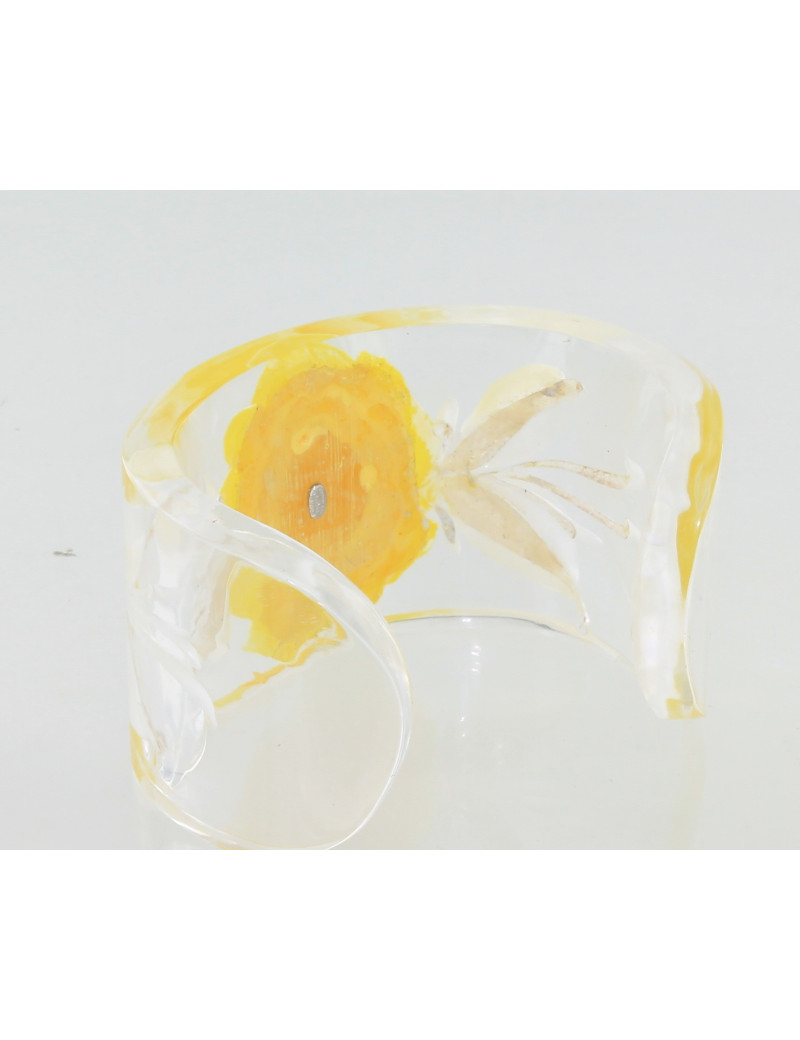 manchette CHANEL en résine jaune