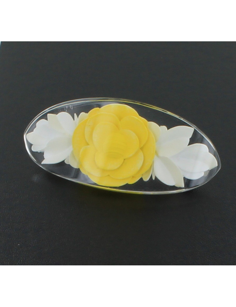 Barrette à cheveux CHANEL camélia jaune