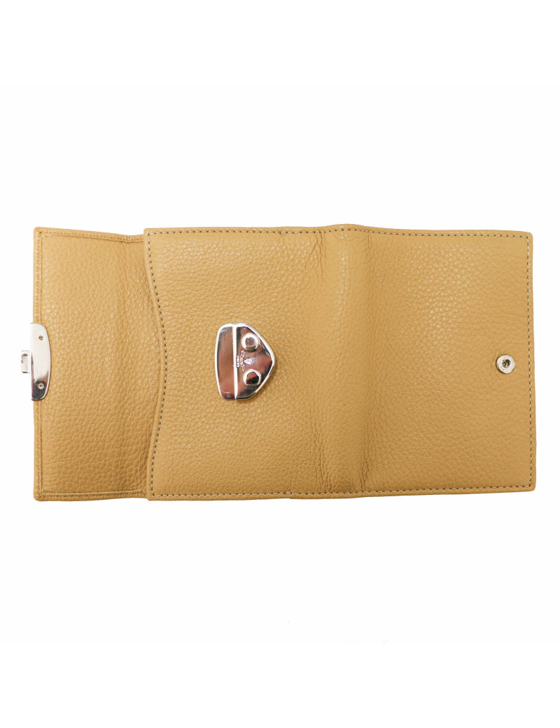 Porte monnaie PRADA cuir grainé gold