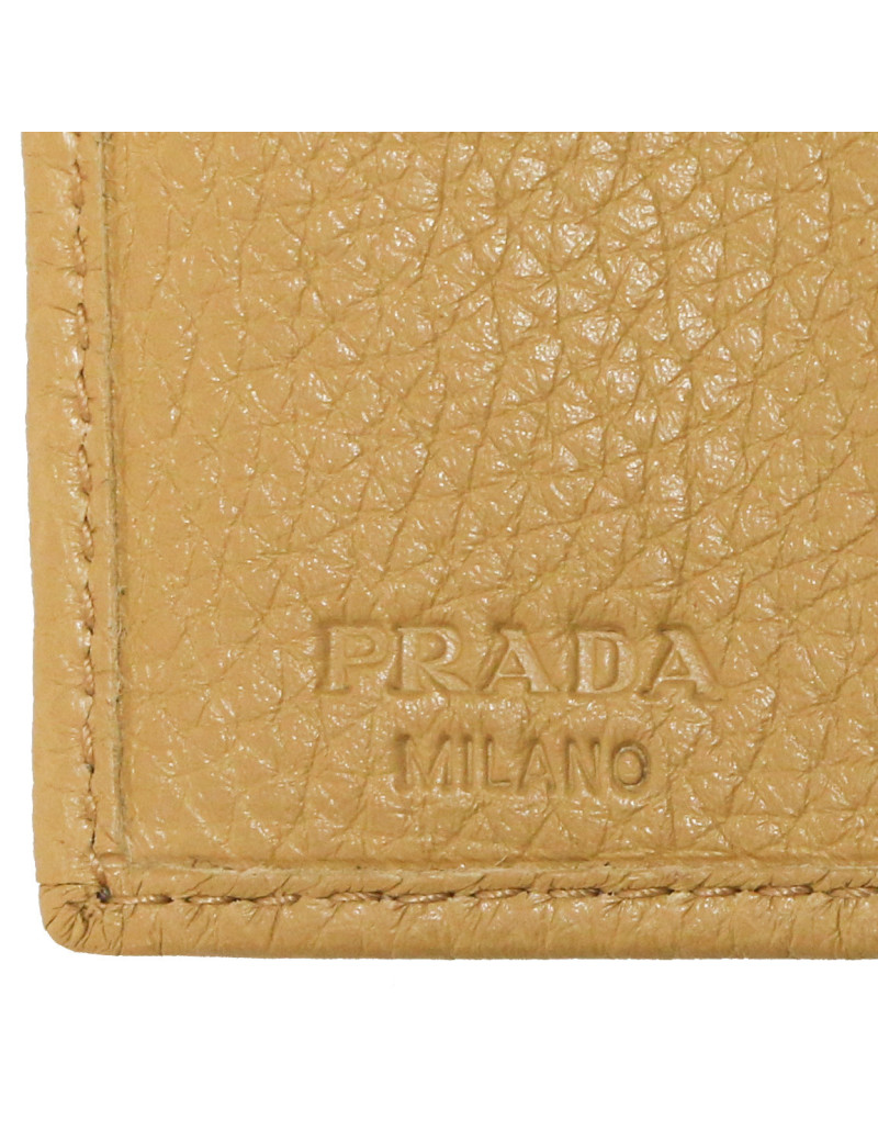 Porte monnaie PRADA cuir grainé gold