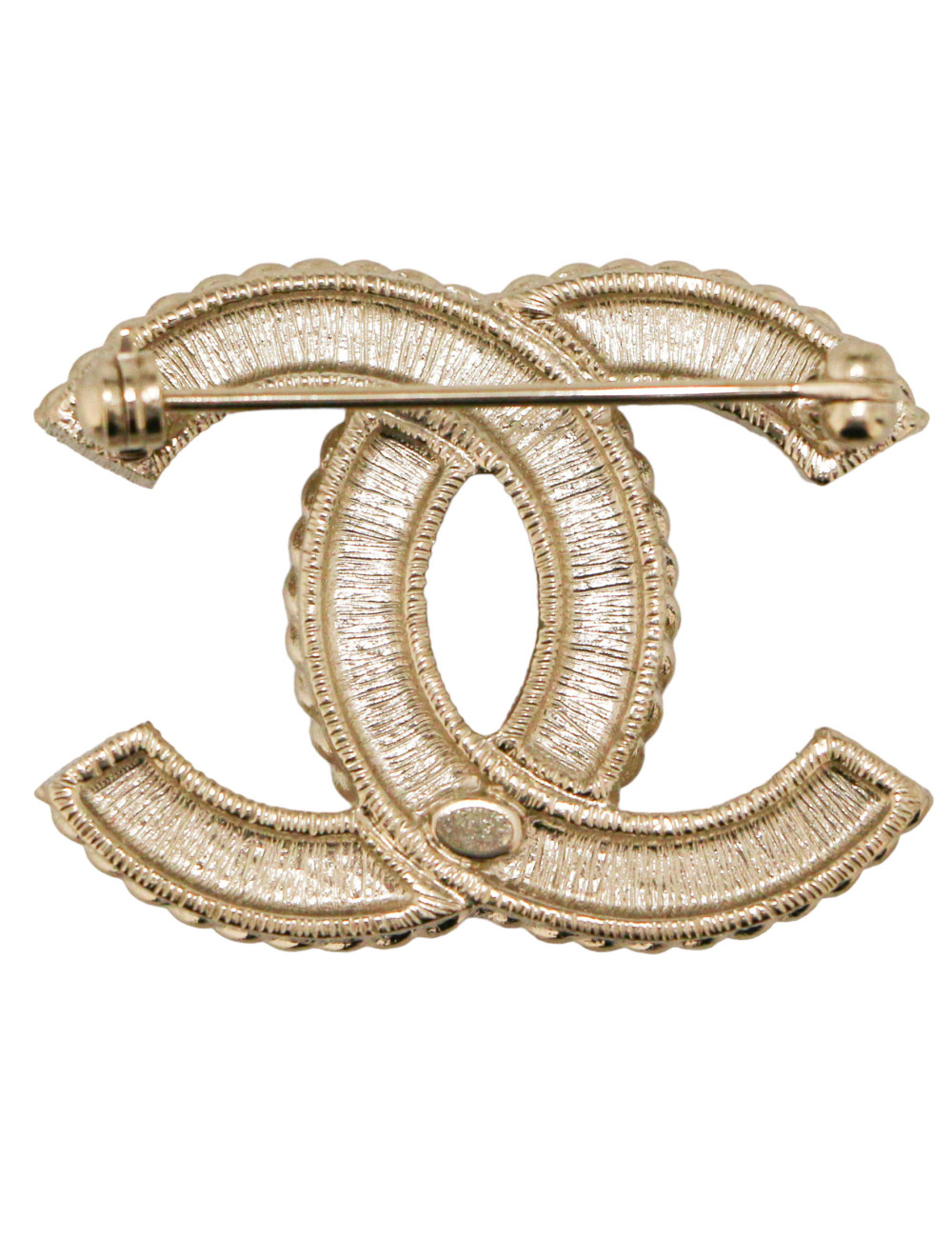 Broche CHANEL CC strass perles