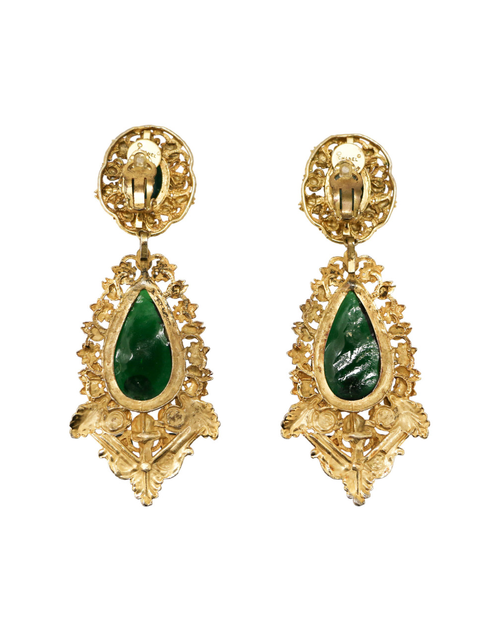 Cips d'oreilles CHANEL Couture pâte de verre