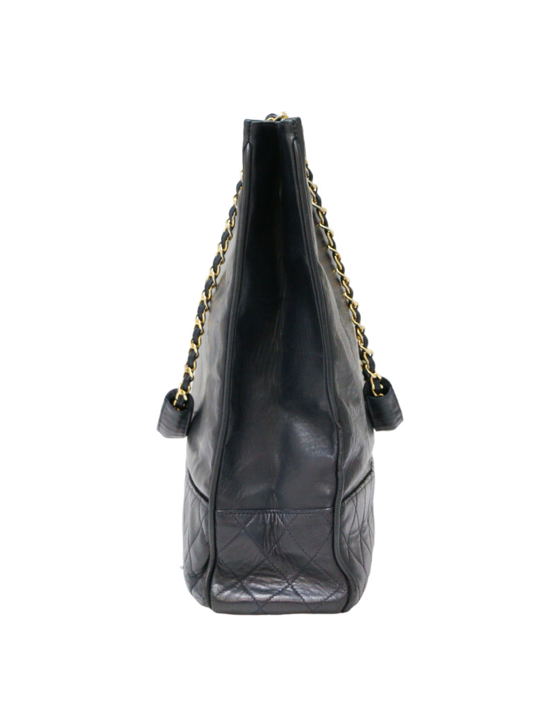 Cabas CHANEL Vintage GM cuir de veau bleu