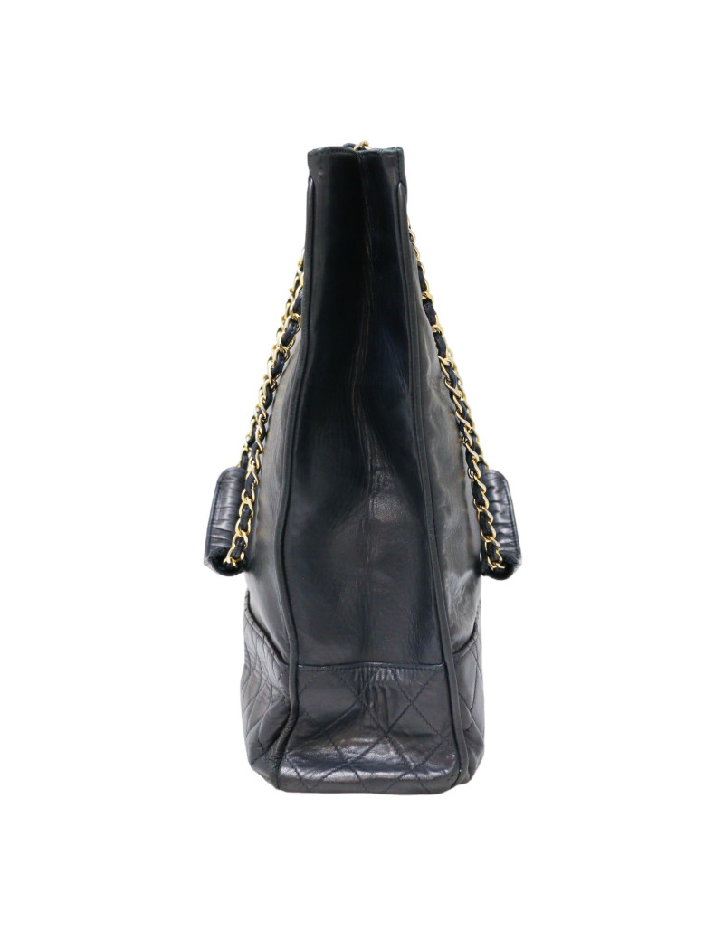 Cabas CHANEL Vintage GM cuir de veau bleu