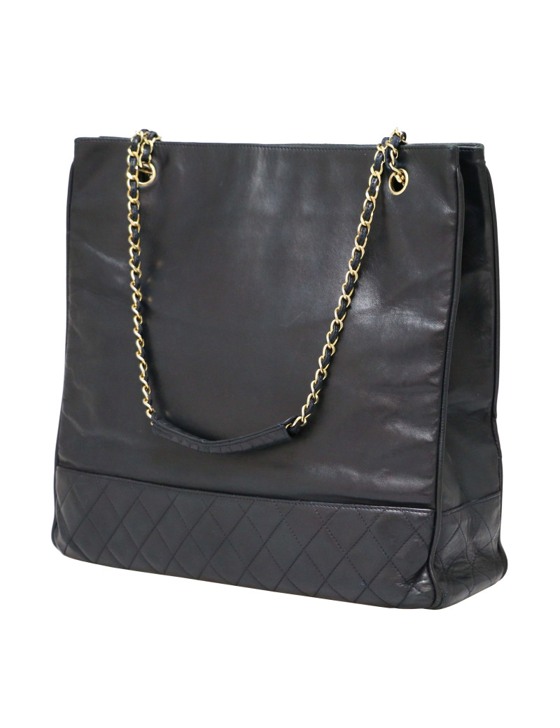 Cabas CHANEL Vintage GM cuir de veau bleu