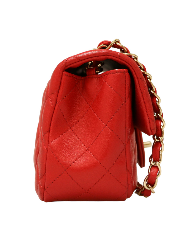 CHANEL red lambskin Mini Timeless  