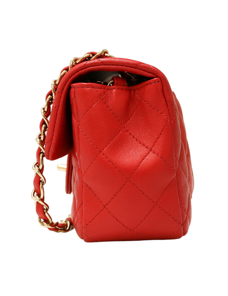 CHANEL red lambskin Mini Timeless  